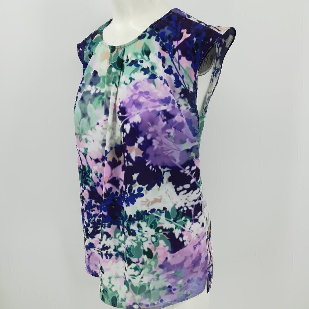 Talbots Petite Floral Watercolor Top Size 4P